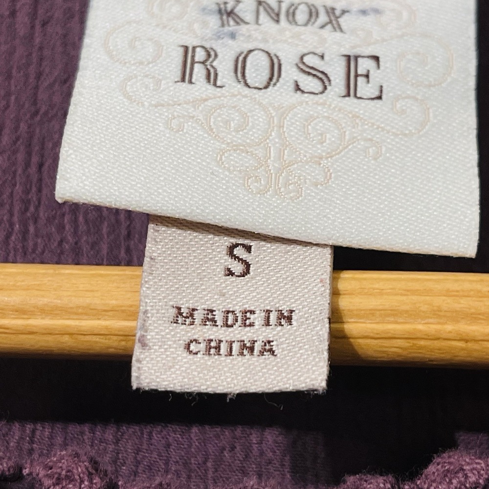 Knox Rose Top Crushed Velvet Floral Embroidery & Lace Purple Plum Women's Size S - Picture 7 of 11